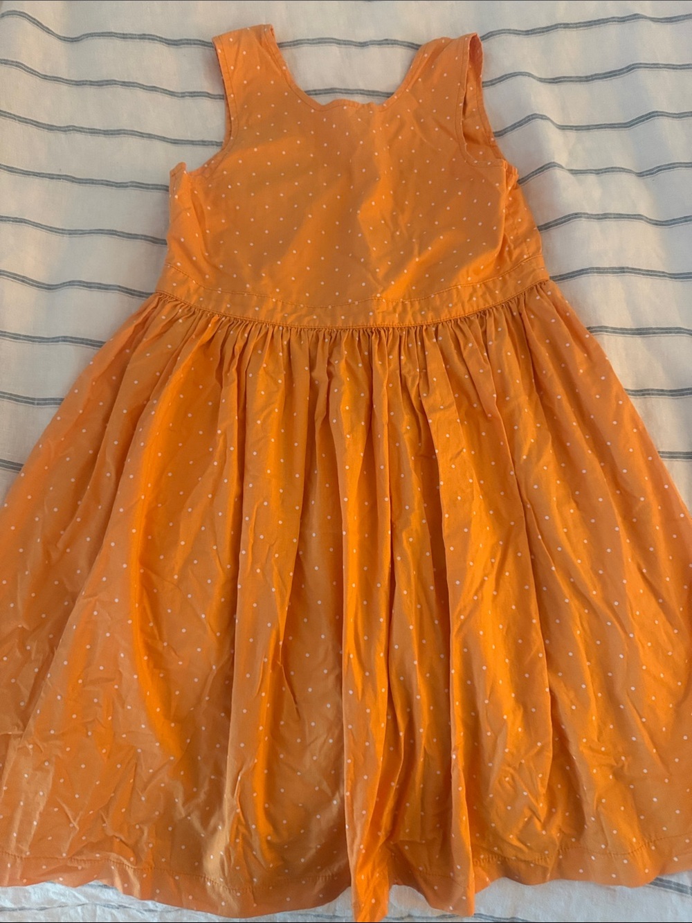 LAURA ASHLEY Mother & Child: Girls Size 8  Orange Polka Dot 100% cotton Dress